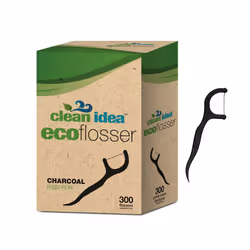 Clean Idea EcoFlosser 300 Picks - Charcoal Dental Floss Picks for Teet