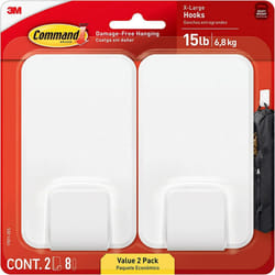 Command 15 Lb XL Heavyweight Wall Hook  Damage Free Hanging Wall Hook with Adhesive Strips  Heavy Duty Single Wall Hook for Hanging Back to School Org