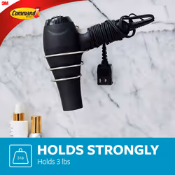 Command Hair Dryer Holder  Satin Nickel  1-Holder  2-Water-Resistant Strips  Organize Damage-Free