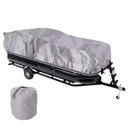 Pyle Universal Boat Adjustable Storage Cover - 17'-20'L to 96 Pontoon Boats Protection Custom Heavy Duty Waterproof Polyester ...