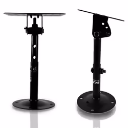 Pyle Speaker Wall Ceiling Mount Stand - Black Speaker Mounting Bracket w/ Adjustable Swivel Tilt Retractable Telescopic Arm - Home Surround Sound Syst