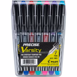PILOT Pen 90029 Precise Varsity Pre-Filled Fountain Pens  Medium Point Stainless Steel Nib  Black/Blue/Red/Pink/Green/Purple/ ...