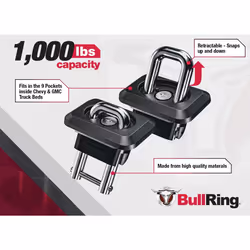 Bull Ring Inner Bed Retractable Truck Bed Tie Down Anchors  Built for 2007+ Chevy Silverado & GMC Sierra  2015+Chevy Colorado&GMC Canyon. Mounts in Tr
