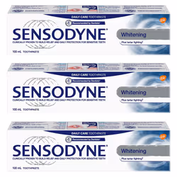 Sensodyne Sensitivity Toothpaste for Sensitive Teeth Whitening Plus Tartar Control 100ml (Pack of 3)