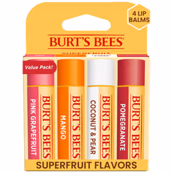 Burt's Bees Lip Balm - Pink Grapefruit  Mango  Coconut & Pear  and Pomegranate Pack  Lip Moisturizer With Beeswax  Tint-Free  ...