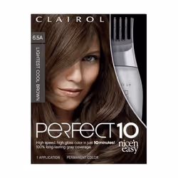 Clairol Nicen Easy Perfect 10 Permanent Hair Dye  6.5A Lightest Cool Brown Hair Color  Pack of 1