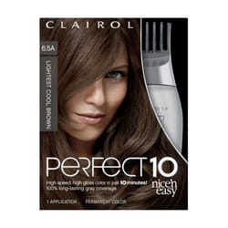 Clairol Nicen Easy Perfect 10 Permanent Hair Dye  6.5A Lightest Cool Brown Hair Color  Pack of 1