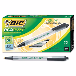 BIC CSEM11BK Ecolutions Clic Stic Retractable Ballpoint Pen Black Ink 1mm Medium Dozen