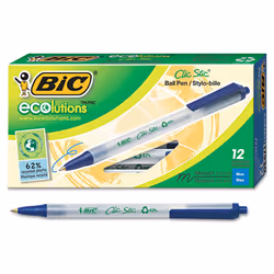 BIC CSEM11BE Ecolutions Clic Stic Retractable Ballpoint Pen  Blue Ink  1mm  Medium  Dozen