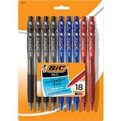 BIC BU3 Grip Retractable Ball Pen  Medium Point 10mm  Black  Comfortable Grip for Smooth Writing  18Count