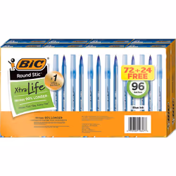 BIC Round Stic Xtra Life Count of 96 Blue