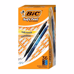 BIC SCSM361-AST, Clip, Clip-on retractable ballpoint pen, Refillable, Black, Blue, 36 pc(s), Medium