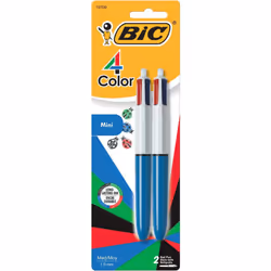 BIC 4-Color Mini Ballpoint Pen  Medium Point (1.0mm)  Assorted Inks  2-Count