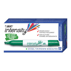 BIC Intensity Low Odor Dry Erase Marker  12 Pack  Chisel Tip  Tank  Green  Erases Cleanly  Non-Toxic Markers