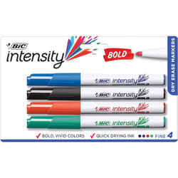 BIC Great Erase BOLD Dry Erase Marker  Fine Point  Assorted Colors  4-Count