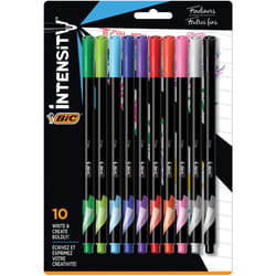 BIC Intensity Fineliner Marker Pen  Fine Point (0.4 mm)  Assorted Colors  10-Count  Model Number: FPINFAP10