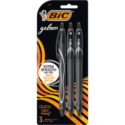 BIC Gel-Ocity Quick Dry Gel Pens  Medium Point Retractable 0.7mm  Black Ink Gel Pen  3 Count