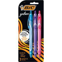 BIC Gelocity Quick Dry Assorted Colors Gel Pens Medium Point 0.7mm 3-Count Pack Retractable Gel Pens With Comfortable Full Grip