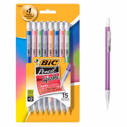 BIC Xtra-Sparkle Mechanical Pencil  Medium Point (0.7mm)  Fun Design With Colorful Barrel  15-Count