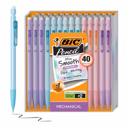 BIC Xtra-Smooth Pastel Mechanical Pencils with Erasers  Medium Point (0.7mm)  40-Count Pack  Bulk Mechanical Pencils for Scho ...