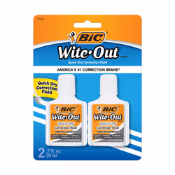 BIC Wite-Out Quick Dry Correction Fluid - 2 pack - white color writeout - white-out