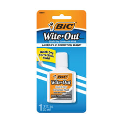 BIC Wite-Out Quick Dry Correction Fluid  20mL  White  Goes on Easy with A Reduced Dry Time  1-Count Pack