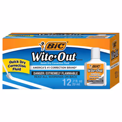 BIC Wite-Out Brand Quick Dry Correction Fluid 20 ml White 12-Count