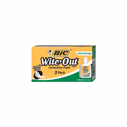BIC Wite-Out Brand Extra Coverage Correction Fluid  20 mL  White  Covers The Toughest Mistakes  3-Count