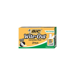 BIC Wite-Out Brand Extra Coverage Correction Fluid  20 mL  White  Covers The Toughest Mistakes  3-Count