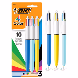 BIC 4-Color Original and Fashion Retractable Ball Pens Medium Point (1.0mm) 3-Count Pack Retractable Ball Pen With Long-Lasti ...