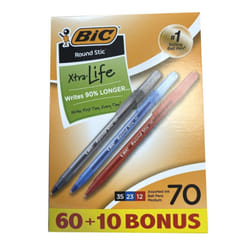 BIC Round Stic 53591 Medium Ball Pens 70 - 35 BLACK, 23 BLUE, 12 RED [53591]