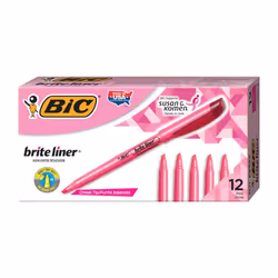BIC Brite Liner Highlighters Pink Box Of 12