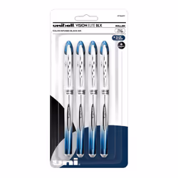 uni-ball Vision Elite Liquid Ink Rollerball Pen Bold Point 0.8 mm Silver Barrels Blue/Black Ink