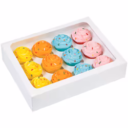Mini Cupcake Boxes-12 Cavity White 3/Pkg
