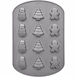 Wilton Non-Stick Christmas Cookie Shapes Pan, 12-Cavity (Gingerbread Man, Tree, Snowman)