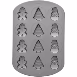 Wilton Non-Stick Christmas Cookie Shapes Pan, 12-Cavity (Gingerbread Man, Tree, Snowman)