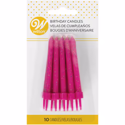Wilton Birthday Glitter Candles  PINK Set of 10