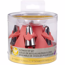Wilton Flower Piping Tip Set with Silicone Stand  Pink  7 Pieces