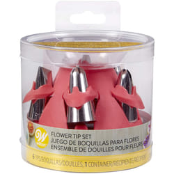 Wilton Flower Piping Tip Set with Silicone Stand  Pink  7 Pieces