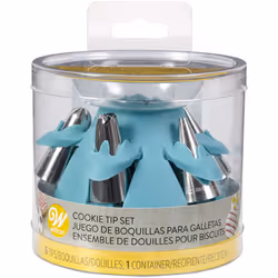 Wilton Biscuit/Cookie Piping Tip Set with Silicone Stand Turquoise 7 Piece