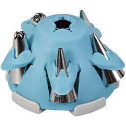 Wilton Biscuit/Cookie Piping Tip Set with Silicone Stand  Turquoise  7 Piece