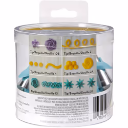 Wilton Biscuit/Cookie Piping Tip Set with Silicone Stand  Turquoise  7 Piece
