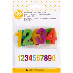 Wilton Rainbow Number Birthday Candle Pick Set, 10-Pack