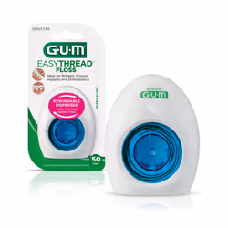 GUM EasyThread Threader Floss - Expanding Dental Floss for Braces  Bridges  and Implants - Built in Rigid Floss Threaders (50 ...