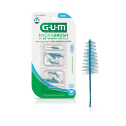 GUM Proxabrush Go-Betweens Refills - Wide - Compatible with GUM Permanent Handle - Reusable Interdental Brushes - Soft Bristled Dental Picks  16ct