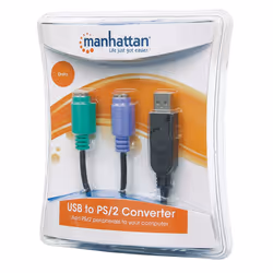 Manhattan USB-A to PS/2 Converter cable, 15cm, Male to Female, Black, Connects Two PS/2 Devices via One USB-A Port, Equivalent to USBPS2PC, Three Year Warranty, Blister - Additional view 4
