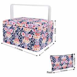 SINGER Large Premium Sewing Basket Tropical Animal Print with Emergency Travel Sewing Kit & Matching Zipper Pouch