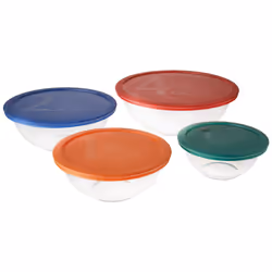 Pyrex Smart Essentials Mixing Bowl Set Including Locking Lids (Clear)  8 piece 5 quarts