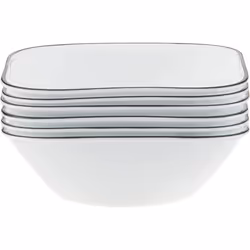 Corelle Square Simple Lines Dinner Plate Set, Glass, White, Bowl