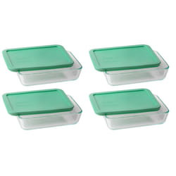 Pyrex 3-cup Rectangle Glass Food Storage Set Container (Pack of 4 Containers) Made in the USA